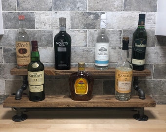 Industrial Pipe Liquor Shelf, Freestanding Tiered Bar Organizer
