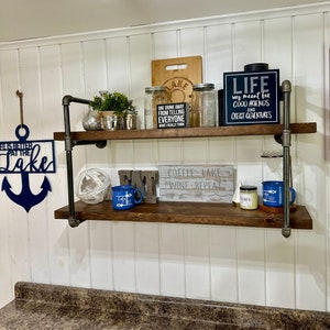 Industrial Pipe Floating Shelves | Farmhouse Wall Mounted Bookcase bild 5