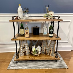 Industrial Bar Cart, Industrial Beverage Cart, Rolling Cart, Coffee Cart, Kitchen Island, Rolling Beverage Cart, Wine Cart, Kitchen Island