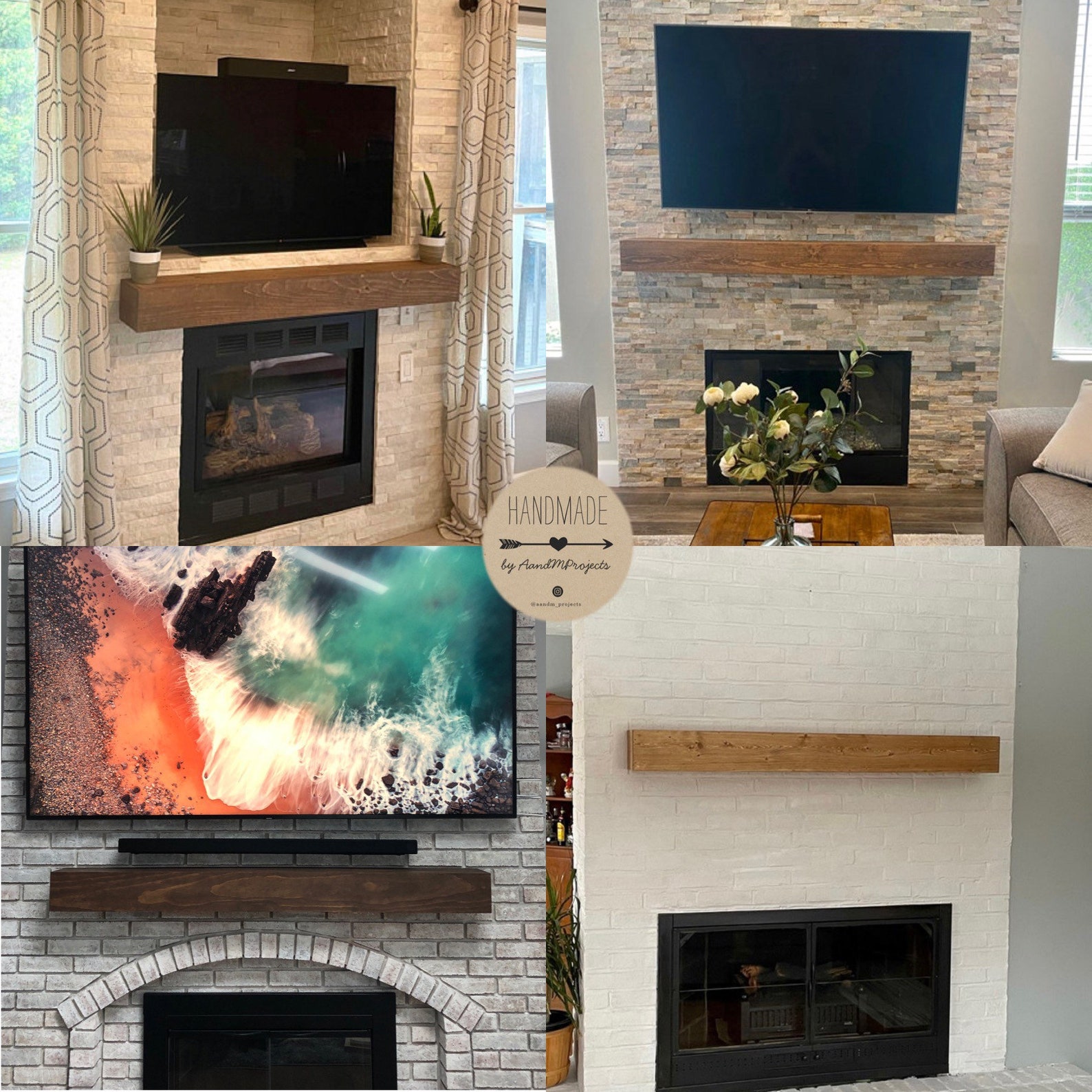 Any Size Fireplace Mantel Floating Mantel Custom Fireplace Etsy