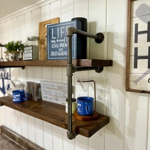 Industrial Pipe Floating Shelves | Farmhouse Wall Mounted Bookcase bild 2