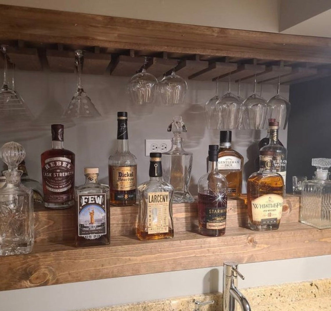 Liquor Bottle Display Tiered Bottle Shelf Bar Organization Etsy