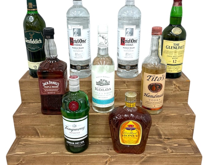Tiered Liquor Bottle Display | Handmade Tiered Bottle Shelf | Bar Organization | Wine Shelf | Bar Display | Kitchen Counter Shelf