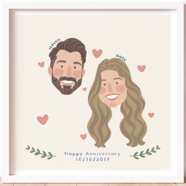 Cute Custom Couple Portrait Illustration (digital portrait)
