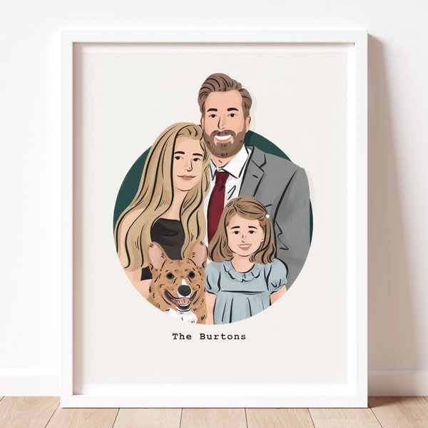 Benutzerdefinierte Familien Illustration (digitales Portrait)