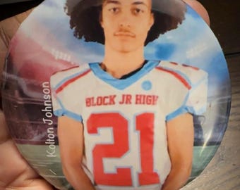 Personalized Memorial buttons|Football player button|3 inch buttons for any occasion| Buttons for a funeral|