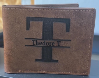 Engraved wallet for husband, dad, grandpa, boyfriend,brother, engraved wallet,laser engraved bilfold, personalized wallet with free insert