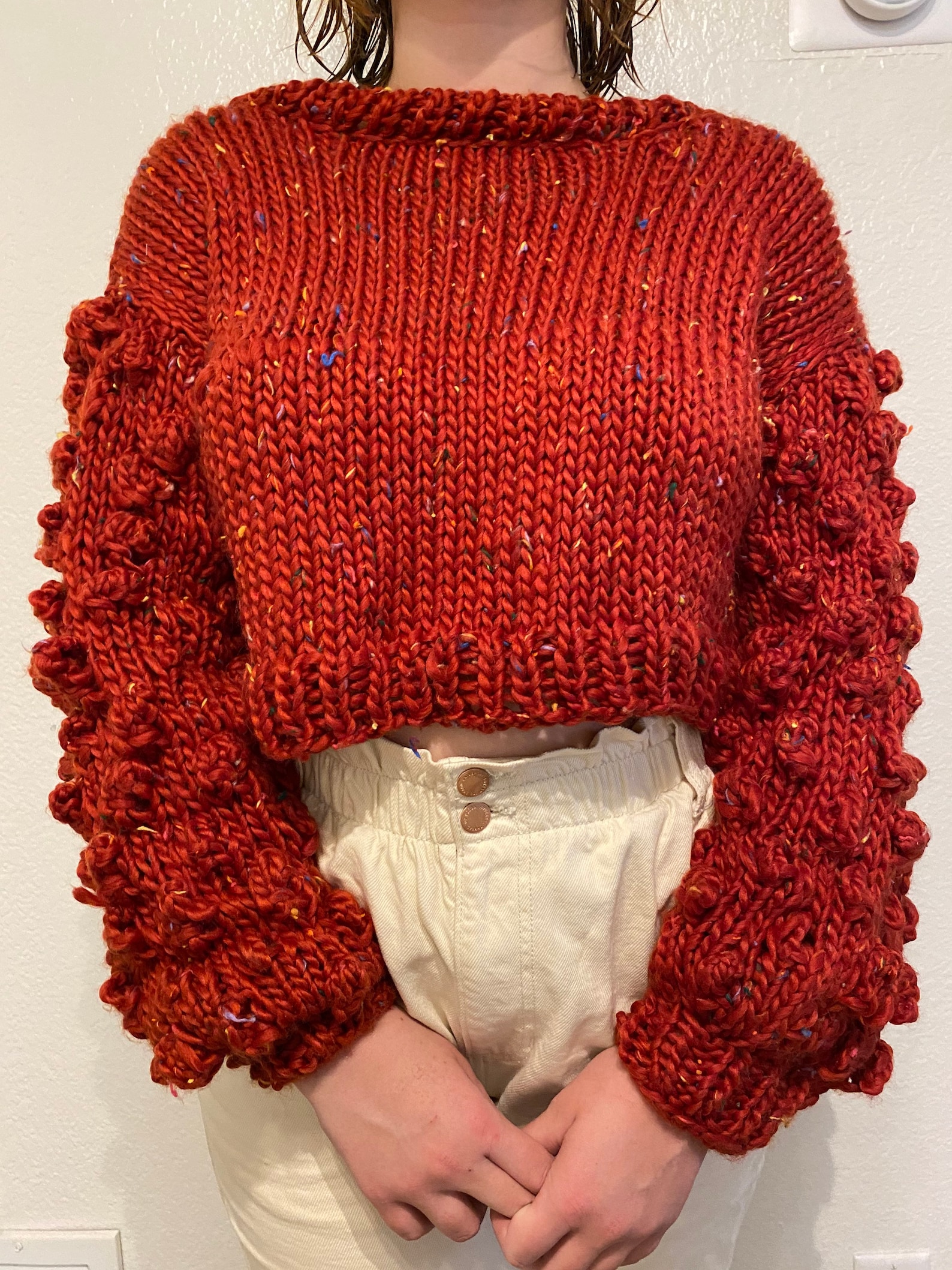 Cropped Bobble Sweater Etsy
