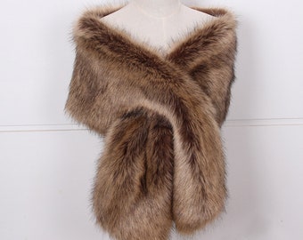 tan fur shawl