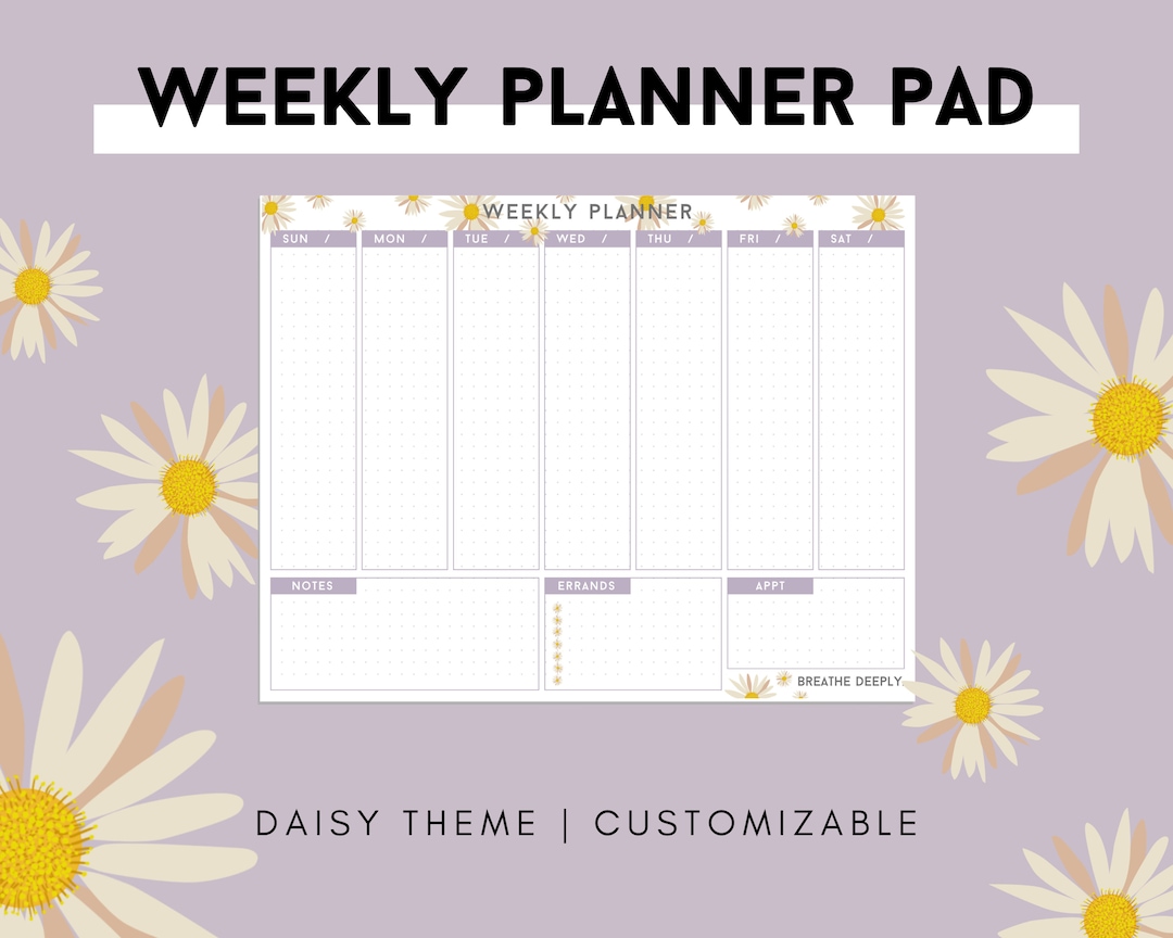 Weekly Planner Tear off Pad, 30 Undated Sheets, Desk Notepad, Inspirational Weekly Planner