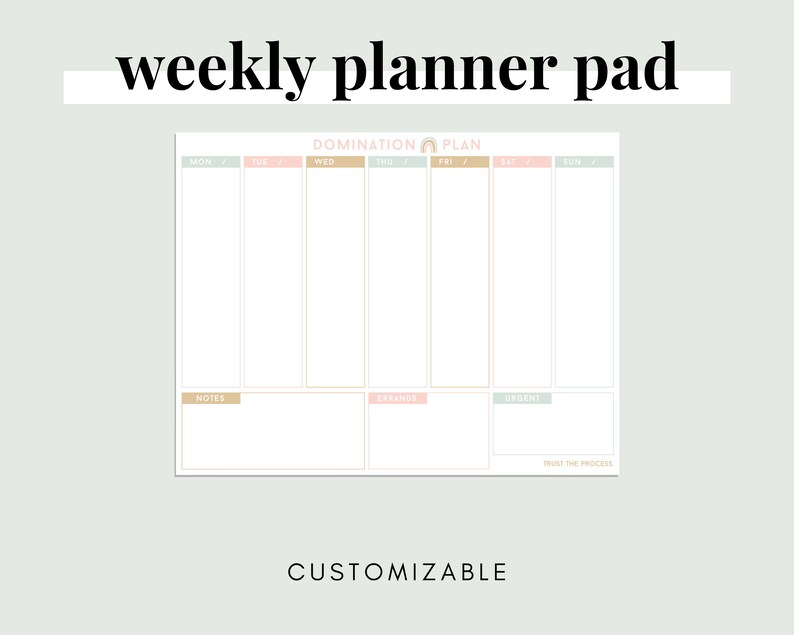 Weekly Planner Tear off Pad 30 Undated Sheets Desk Notepad Etsy Canada