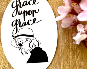Grace Upon Grace Vinyl Sticker, Bible Verse Die Cut Sticker, Christian ...