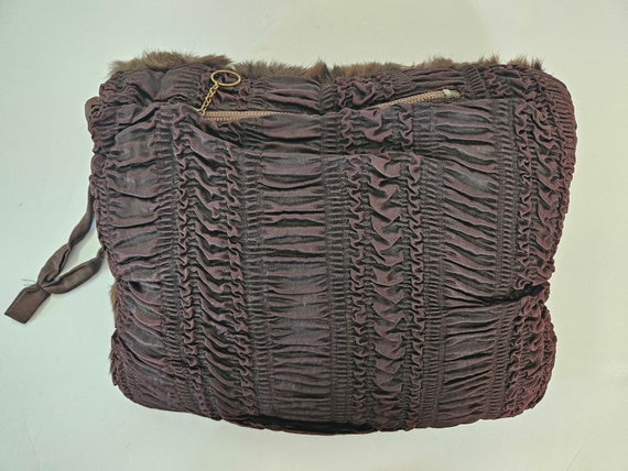 Vintage 1940s Genuine Mink Fur Muff Muffler Hand Warmer & Kover Zip Purse 13" X 11"