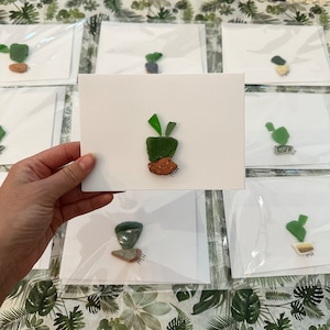 Juego aleatorio de 5 tarjetas de felicitación de vidrio de mar