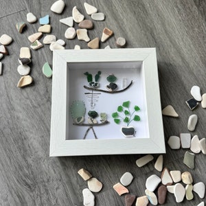 Plant Sea Glass Art - Greenery, Quartz Crystals, Wall Hanging, Plants, Monstera, Cacti, Tropical Plants