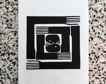 Abstract Figurative linocut print - ‘Duality’