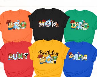 Koszulka urodzinowa z nadrukiem Toy Story, koszulki rodzinne Disney