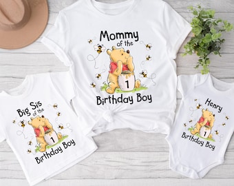 Classic Pooh 1st Birthday Boy Shirt, Winnie the Pooh Birthday Outfit, Pooh Bear Matching Family Shirts, Pooh Birthday Mommy and Me Shirts