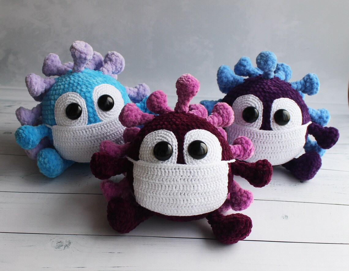 Crochet Plush Virus toy Microbe toy Halloween Home Decor Etsy