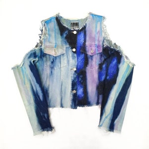 Distressed denim, Painted denim, Hand painted jacket, Acrlylic denim, Handmade acrilic art, vintage denim jacket, Unique jacket, Sustainable