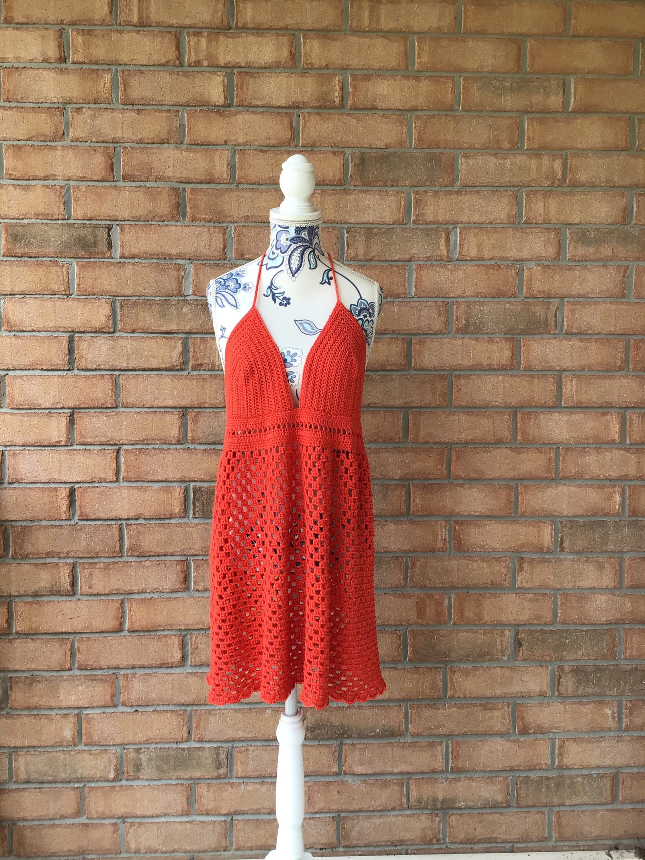 Crochet Swimsuit Coverup Beach Cover up One Size Orange Etsy UK