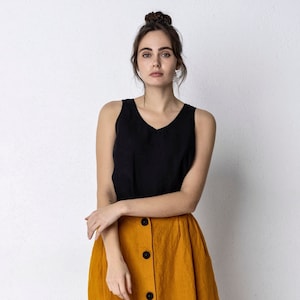 LYON Linen Tank Top Autumn/Winter palette, V-neck Cami, Linen Camisole, Linen Top Without Sleeves, Sleeveless Linen Blouse, Loose Fit Top image 1