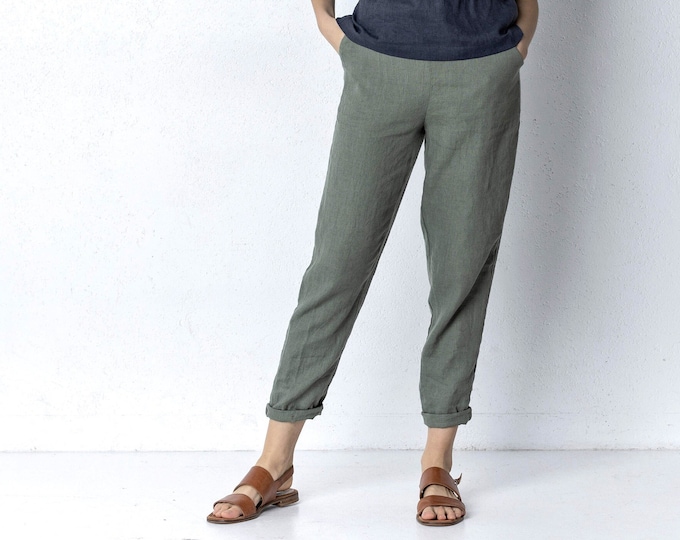 LONDON Natural Linen Tapered Pants