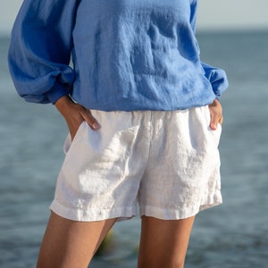 MARSEILLE Natural Linen Shorts Summer Outdoors/ Plus Size / LINEN Sleepwear