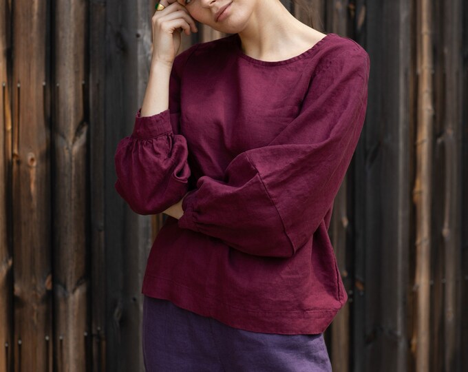 MATERA Puff sleeve Linen blouse