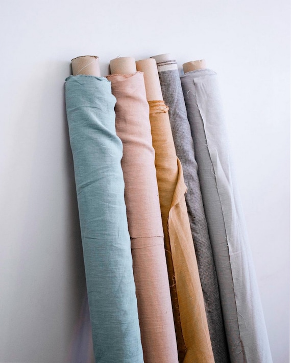 Organic Linen Fabric for DIY sewing and quilting. Natural Stonewashed 100 Linen Flax material