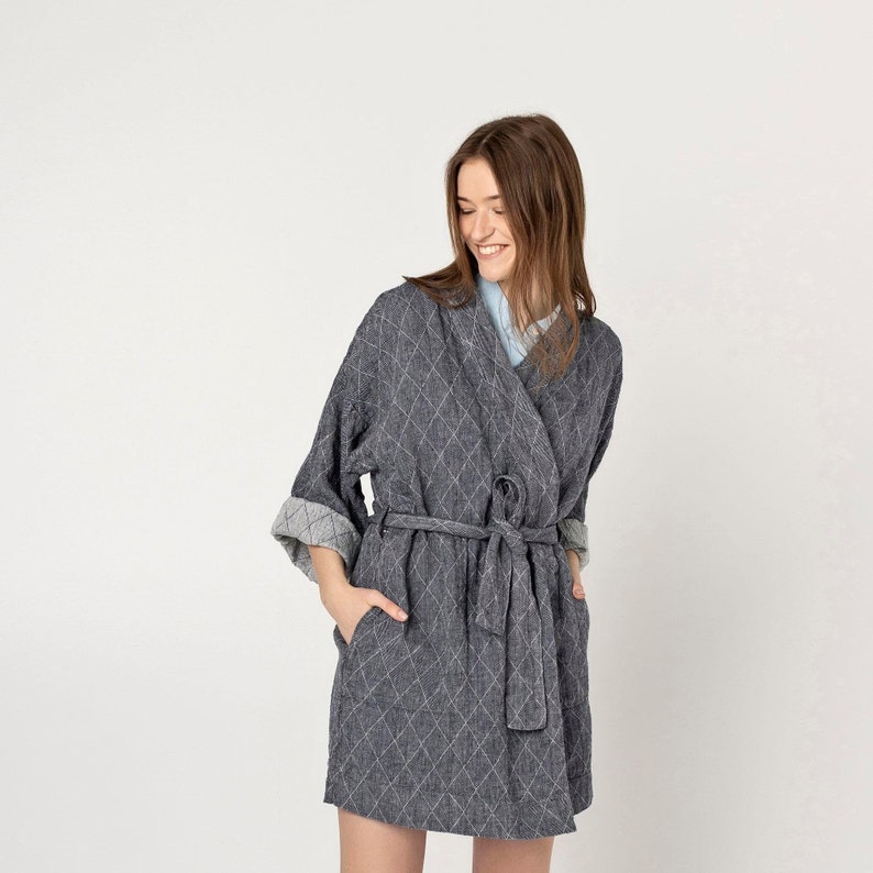 V U00eatements En Lin D U00e9t U00e9 Linen Kimono Jacket Robe De Chambre En Lin Soft Linen Kimono Robe Men S Clothing Clothing Valresa Com