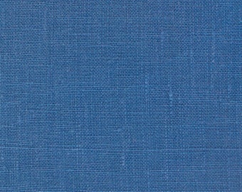 Tessuto di lino organico blu tranquillo per cucito e quilting fai da te. Materiale in lino 100% lino naturale stonewashed. Disponibile al metro o al metro.