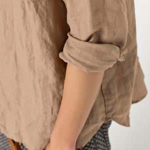 BILBAO Men's Loose Fit Linen Shirt with buttons, Long Sleeve Soft Linen Shirt for Men, Classic LINEN shirt /Fall Outfits 2023 image 2