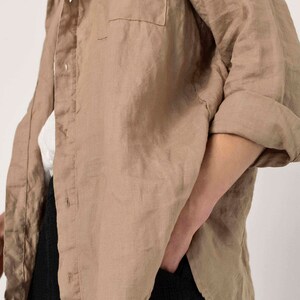 BILBAO Men's Loose Fit Linen Shirt with buttons, Long Sleeve Soft Linen Shirt for Men, Classic LINEN shirt /Fall Outfits 2023 image 5