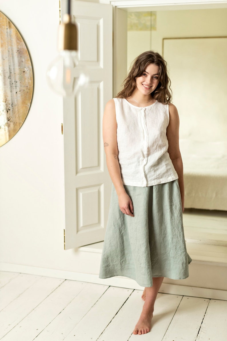 TARIFA Linen tops for women in Spring/Summer colour palette, Sleeveless Summer Linen Top, Linen bouses, summer outfit, summer beachwear White