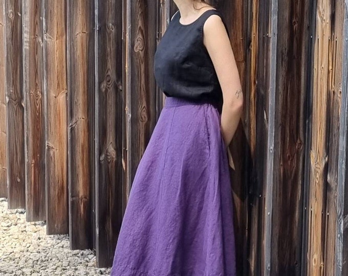 MELIHA Linen Skirt With Pockets