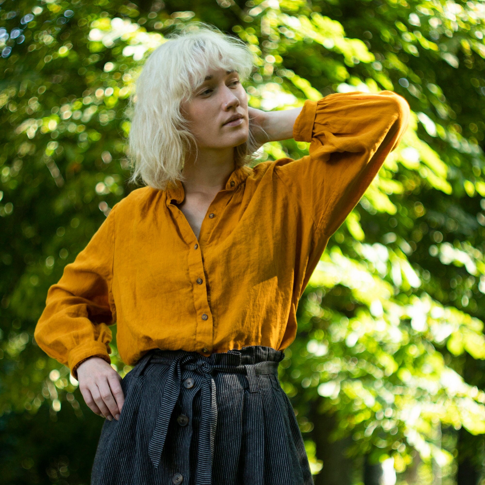 Linen peasant on sale blouse