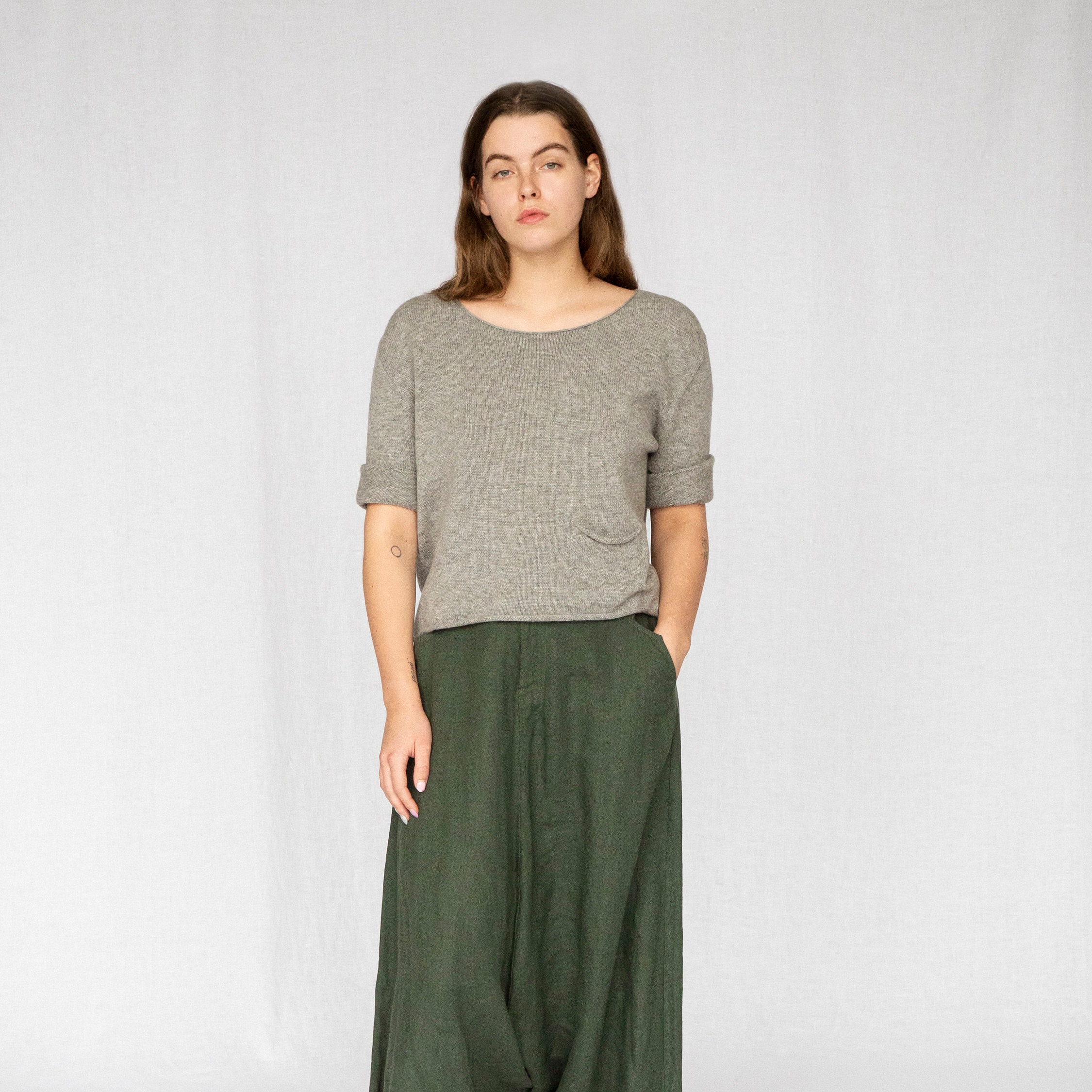 CALGARY Women's Natural Linen Pants with Pockets, Flax pants, Plus Size
