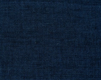 Denim Blau Leinenstoff, stonewashed Flachs (Meterware)