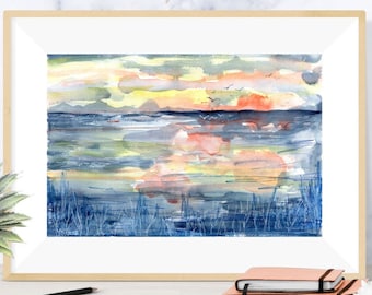 水彩画 自然の風景 花ア―ト・抽象 カラフルな抽象画油絵風景の背景。ワイルドフラワーとフィールドの