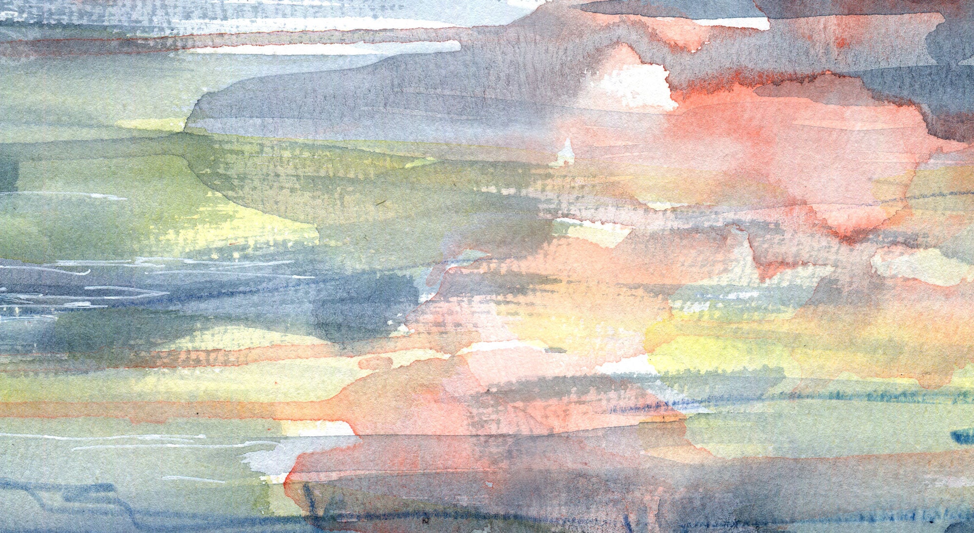 Abstract Watercolor Landscape | Watercolor Sunset Lake Artwork - Etsy