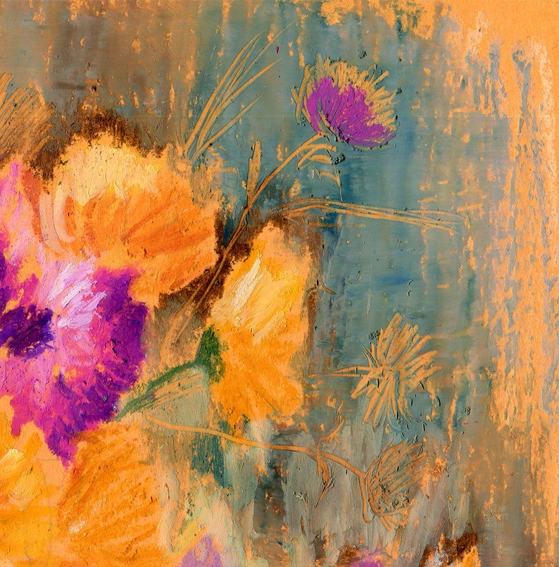 Flowers Painting Oil Pastel Flowers Art Work Original Floral Oil Pastel Art by Zoya Mirumir Etsy