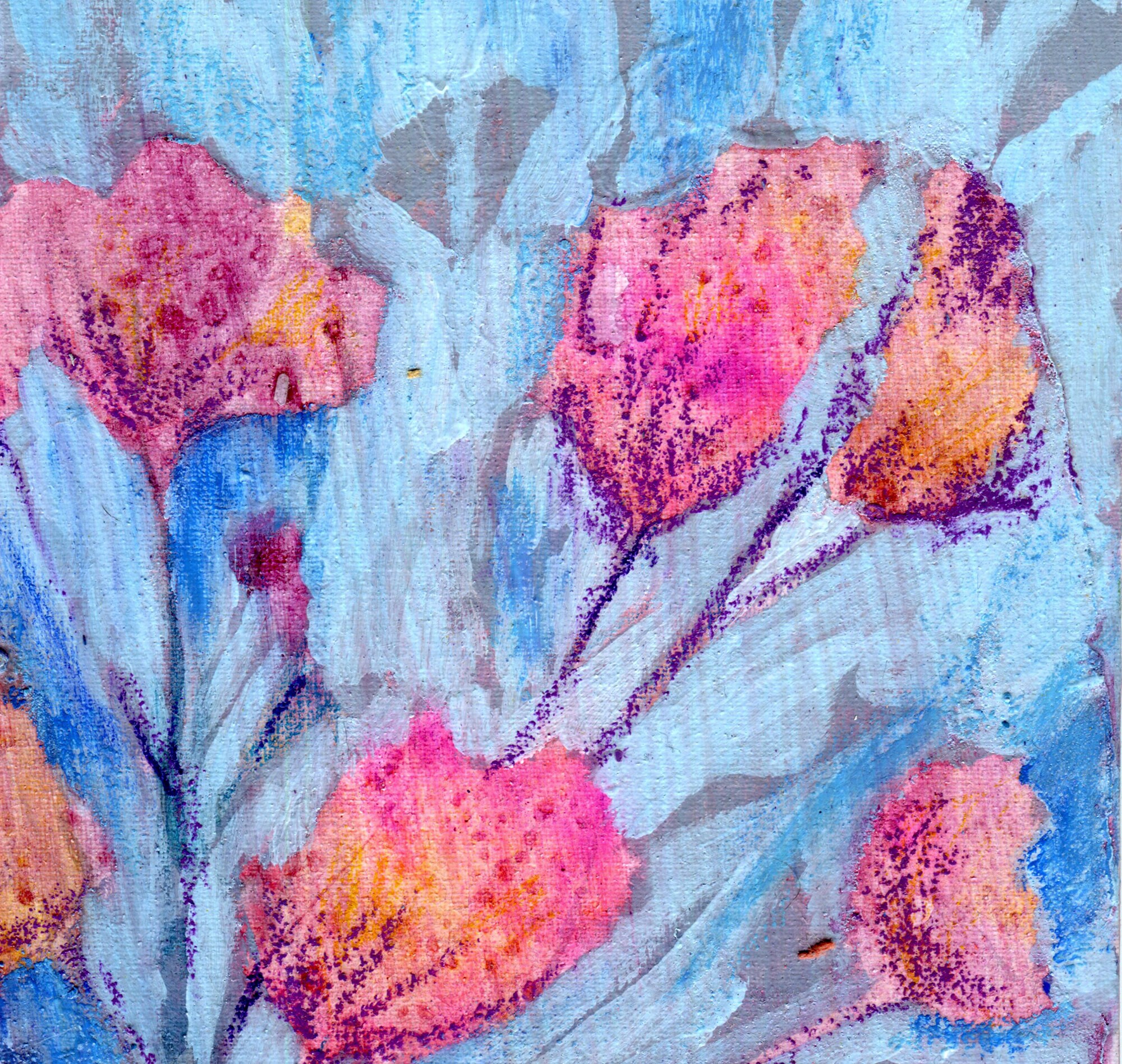 Abstract Blue and Pink Floral Painting Flowers and Foliage - Etsy
