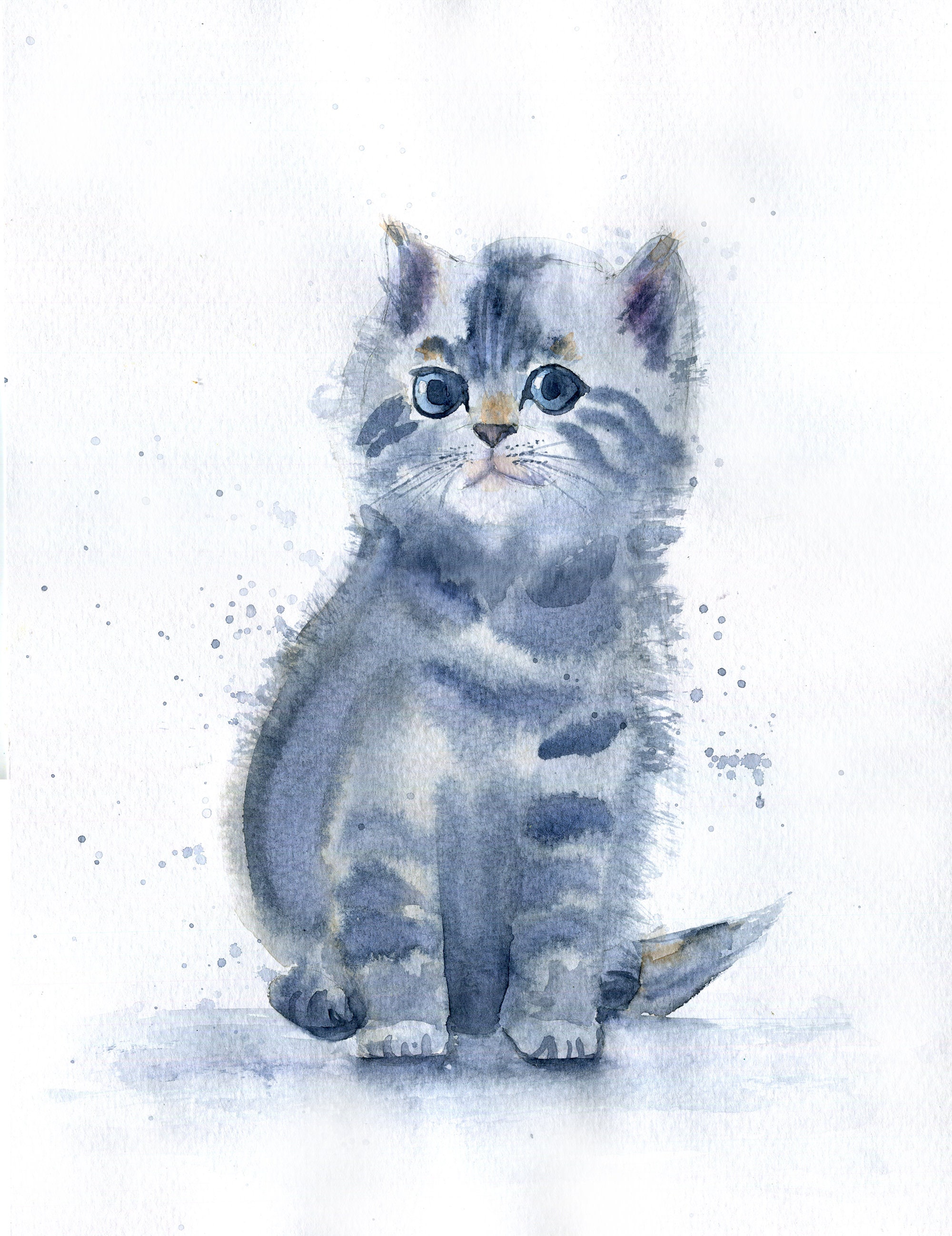 Kitten Painting Little Cat Watercolor Painting Original Etsy