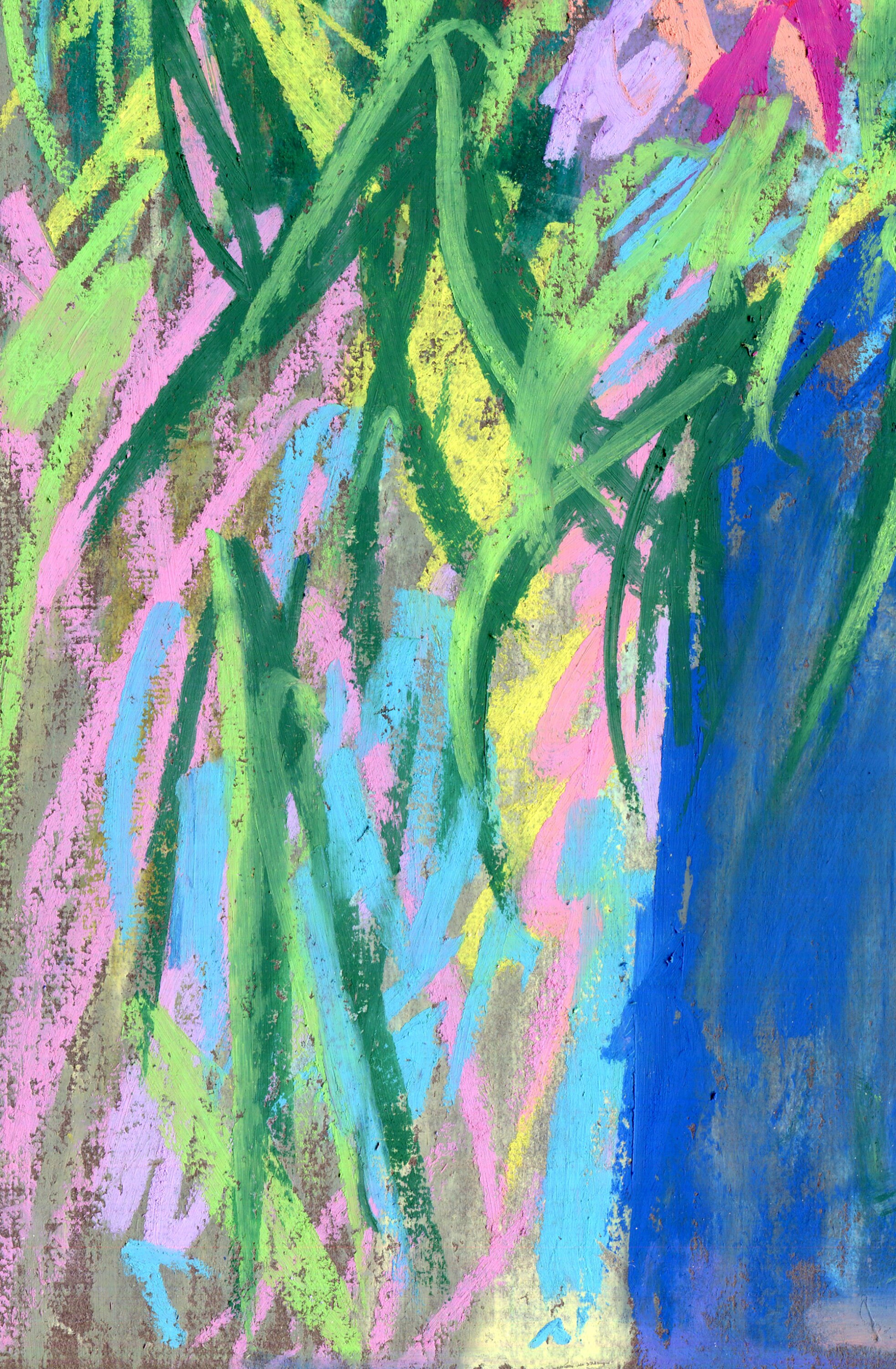 Abstract Flowers Painting Bouquet Wall Art Oil Pastel Art Floral