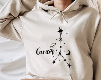 Cancer Zodiac Hoodie - Cancer Birthday Hoodie - Astrology Student Hoodie - Zodiac Calendar Sign Hoodie - Design Horoscope Hoodie