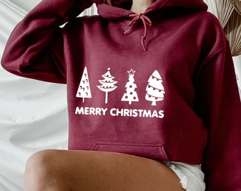 Christmas Trees Hoodie, Christmas Hoodie for Women, Tree Lover Hoodie, Merry Christmas Hoodie, Christmas Party Hoodie, Pine Trees Hoodie