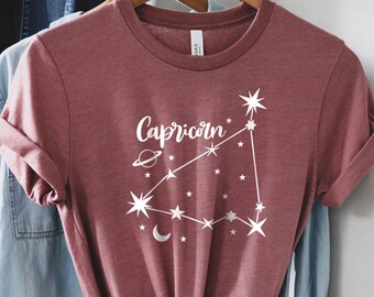 Capricorn Zodiac Sign T-shirt -  Constellation Astrology Lover Shirt  - Zodiac Symbol Shirt - Capricorn Birthday Shirt - Zodiac Calendar