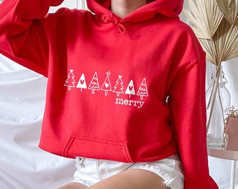 Christmas Trees Hoodie, Christmas Hoodie for Women, Tree Lover Hoodie, Merry Christmas Hoodie, Christmas Party Hoodie, Pine Trees Hoodie