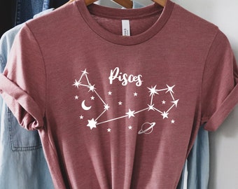 Camisa del Zodiaco de Piscis – Camisa de Amante de la Astrología de Piscis - Regalo para la Mamá de Piscis - Camisa del Signo del Zodiaco de Piscis - Camisa de Cumpleaños de Astrología – Arte de Astrología